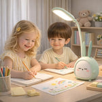 Techstoy Smart Bunny LED Desk Lamp – USB Rechargeable Study Light with Pen Holder, 3 Brightness Modes & Touch Control