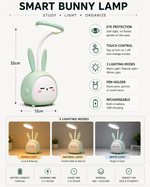 Techstoy Smart Bunny LED Desk Lamp – USB Rechargeable Study Light with Pen Holder, 3 Brightness Modes & Touch Control