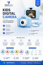 Techstoy™ Kids Digital Camera | HD Rechargeable Camera for Young Photographers