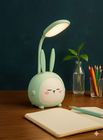 Techstoy Smart Bunny LED Desk Lamp – USB Rechargeable Study Light with Pen Holder, 3 Brightness Modes & Touch Control