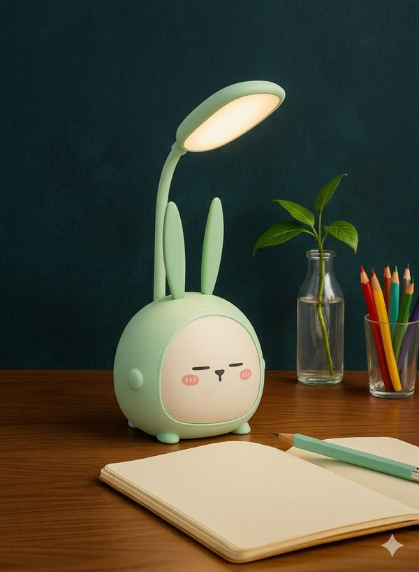 Techstoy Smart Bunny LED Desk Lamp – USB Rechargeable Study Light with Pen Holder, 3 Brightness Modes & Touch Control